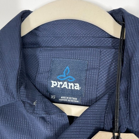 Prana Cayman Short‎ Sleeve Shirt Men's Navy Nautical Button Front Size XS NEW - Picture 5 of 10